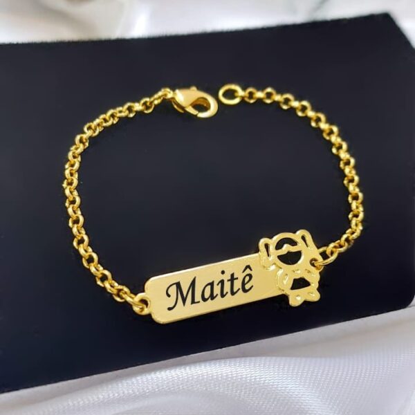 Pulseira Infantil Personalizada Menino ou Menina Banho ouro - Image 7