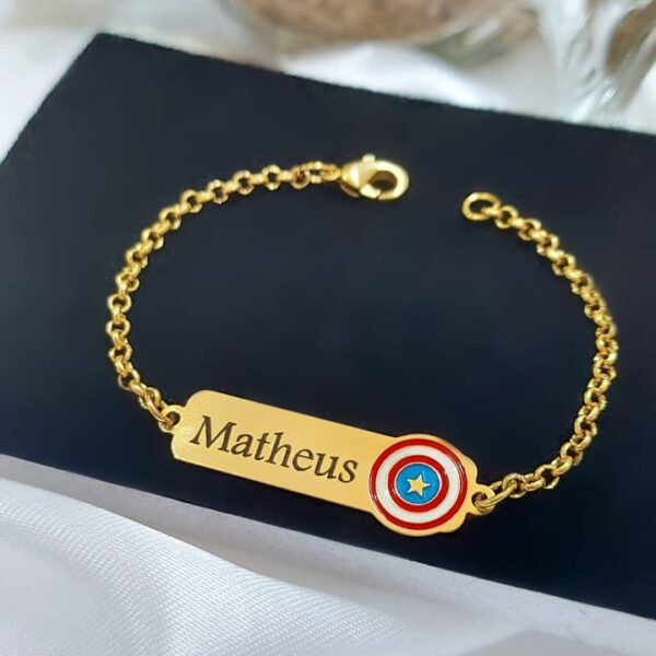 Pulseira Infantil Personalizada Menino ou Menina Banho ouro